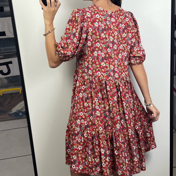 Dreamcatcher Skylar Mini Dress Red Floral Tiered Boho Hippie Size S 8 - NWT - Picture 7 of 14